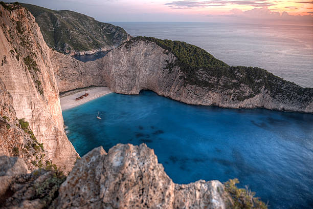 istock Navagio beach at sunset, Zakynthos 626074364