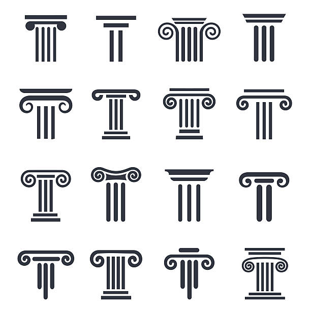 czarne ikony kolumn - starożytny grecki obrazy stock illustrations