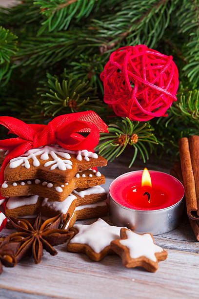 istock Christmas gingerbread cookies with candy and christmas tree 626075646