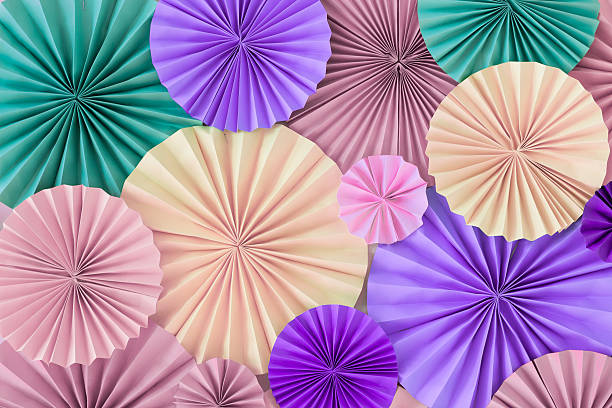 istock Pastel romantic background wall with versicoloured paper circles 626077250