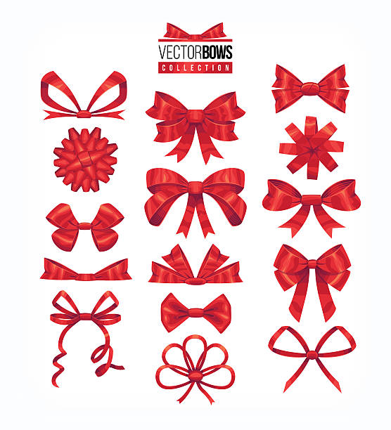 Set of red bows. Vector illustration. Set of red bows. Vector illustration. archery bow stock illustrations