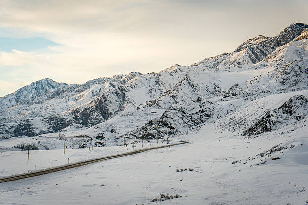 Altai Mountains, road, winter