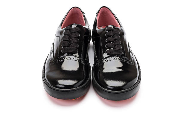 Girls Black School Shoes On A White Background Stock Photo Download Image Now Arts Culture