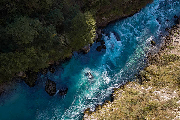 istock Mountain clear azure river canyon, nature landscape 626090502