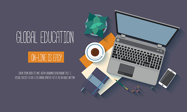 плоский дизайн банаторы для онлайн-образования - banner internet business global communications stock illustrations