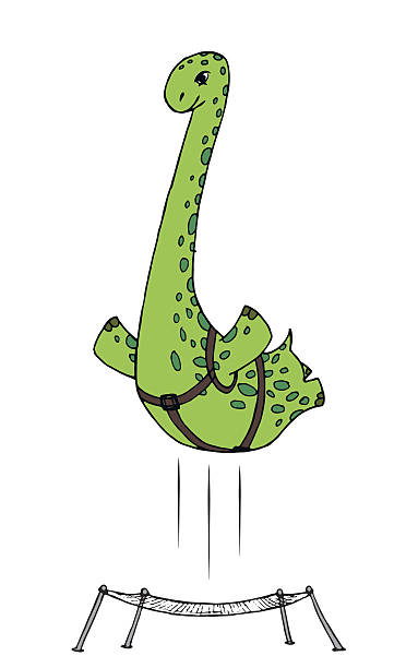 Vector Jumping Dino Stock Illustration - Download Image Now - Trampoline -  Equipment, Jumping, Monster - Fictional Character - iStock