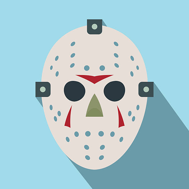 illustrations, cliparts, dessins animés et icônes de icône plate du masque de hockey d’halloween - hockey mask