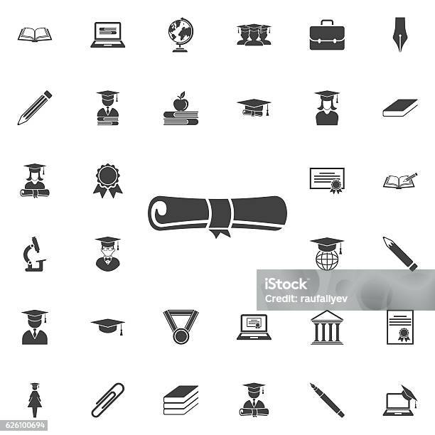 Icon Diploma Stock Illustration - Download Image Now - Icon Symbol, Diploma, Graduation