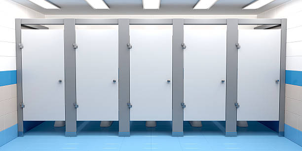Public toilet cubicles Public toilet cubicles, front view public restroom photos stock pictures, royalty-free photos & images
