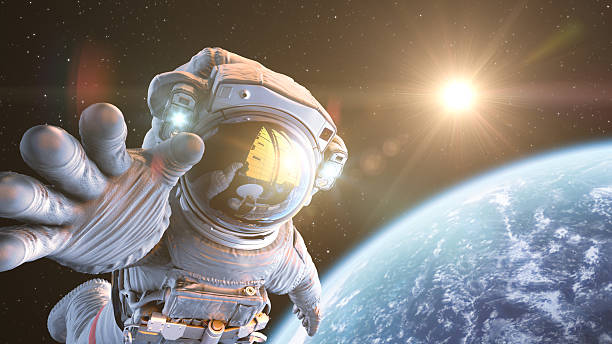 Astronaut in outer space Astronaut in outer space, 3d render space and astronomy stock pictures, royalty-free photos & images