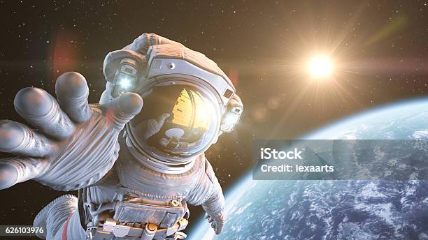 Astronaut In Outer Space Stock Photo - Download Image Now - Astronaut, Outer Space, Space Suit