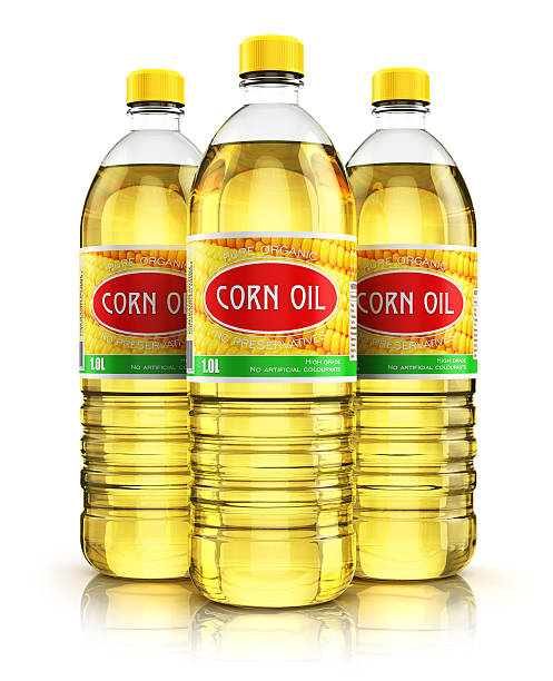 istock Group of plastic bottles with corn oil 626118370