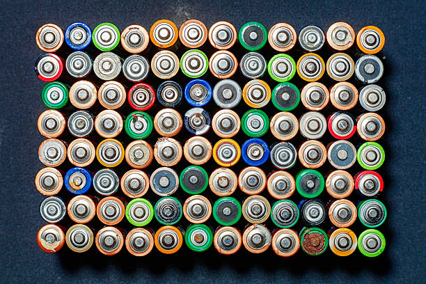istock Energy abstract background of colorful batteries. 626118414