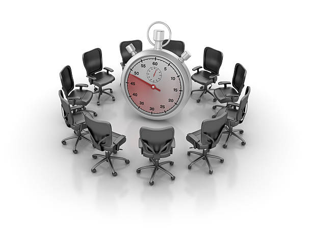 istock Office Chairs Meeting with Stopwatch 626119372