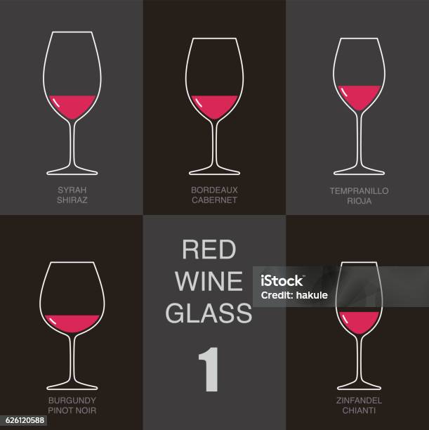 Red Wine Glass Cup Flat Icon Design Stock Illustration - Download Image Now - Wineglass, Wine, Champagne Flute