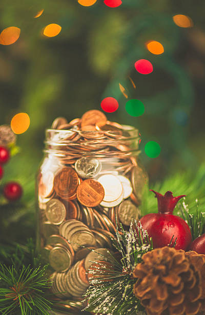 istock Donation money jar with Christmas decorations for Christmas charities 626123718