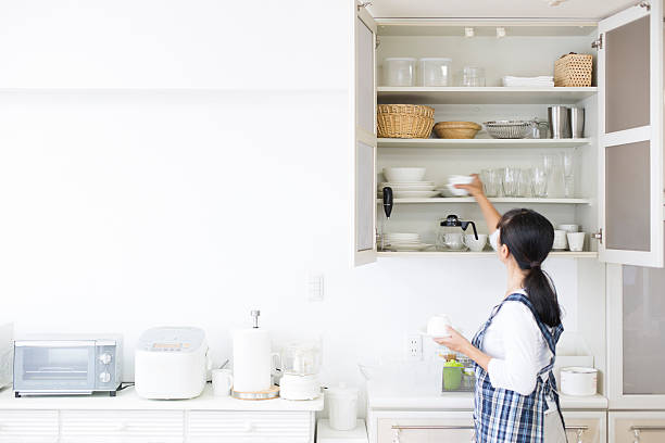 Kitchen cupboards stock photo