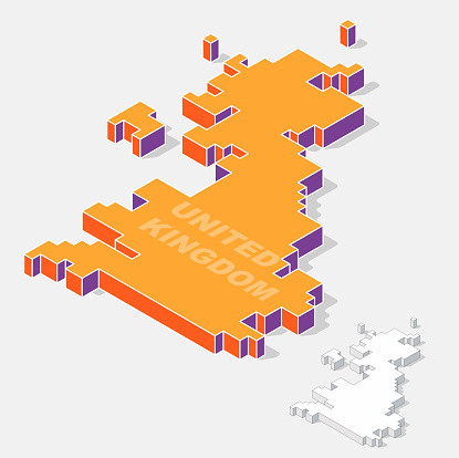 Uk Map Polygon File United Kingdom Map Element With 3d Isometric Shape Stock Illustration ...