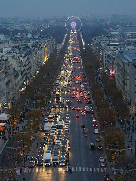 Paris, France-November 24,2016:Illumination on Champs-Elysees avenue for Christmas started.