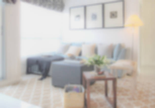 Blurred sofa set in modern living room stock photo
