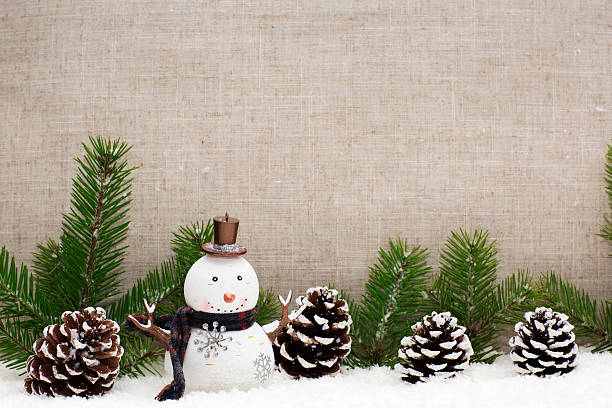 istock Christmas still life has  pine cones and the snowman. 626151376