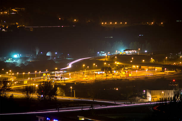 istock city at night, with trails 626156280
