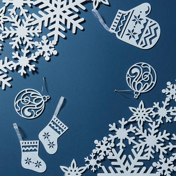 istock Postcard with snowflakes and christmas decoration 626156728
