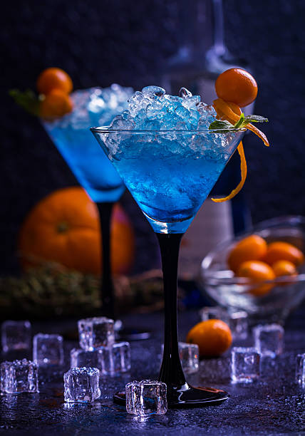 istock Blue cocktail in martini glasses 626158256