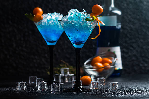 istock Blue cocktail in martini glasses 626158306