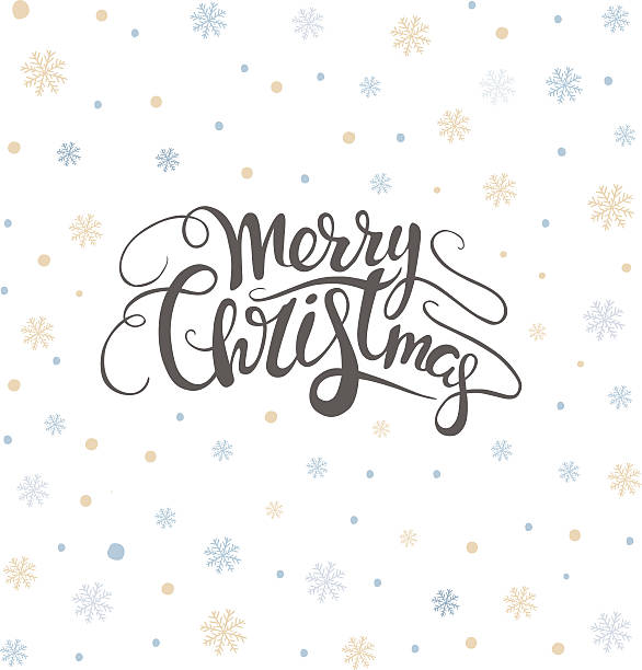 istock Merry christmas lettering over with snowflakes. Hand drawn text, 626159460