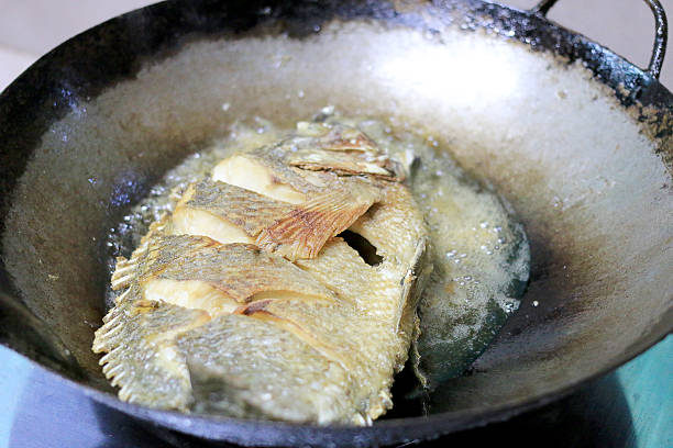 istock Fried fish in a frying pan in the kitchen 626160394