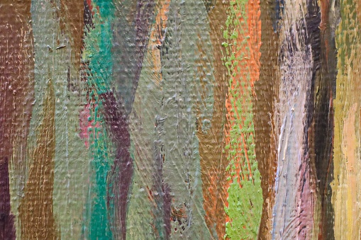 Close-up of oil painting white palette knife and brush strokes abstract colorfull texture background