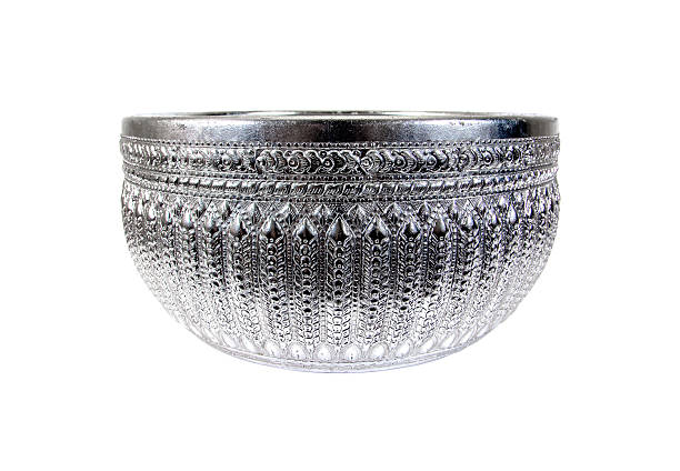 istock Old silver bowl isolated on white background.Silver bowl isolated 626172970