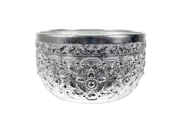 istock Thai traditional silverware bowl isolated on white background 626173082