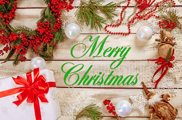 istock The wooden table with Christmas decorations 626182754