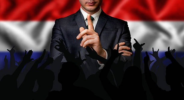 istock Dutch candidate speaks to the people crowd 626182918