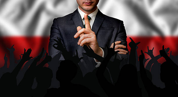 istock Polish candidate speaks to the people crowd 626183140