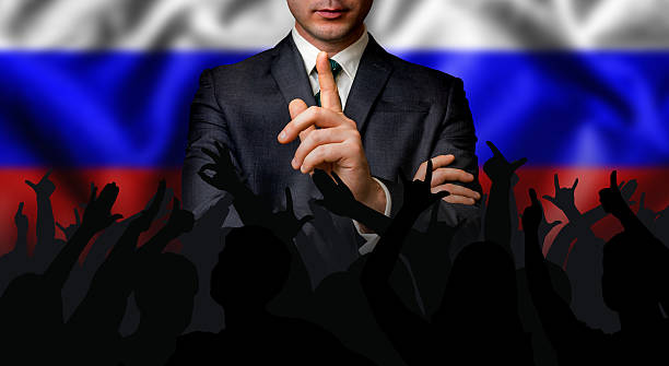 Russian candidate speaks to the people crowd