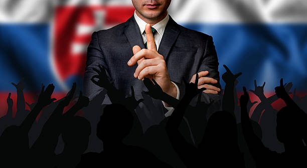 istock Slovak candidate speaks to the people crowd 626183262