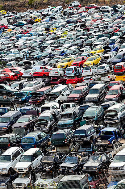 istock Old Junk Cars On Junkyard 626187984