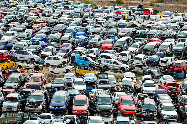 istock Old Junk Cars On Junkyard 626188026