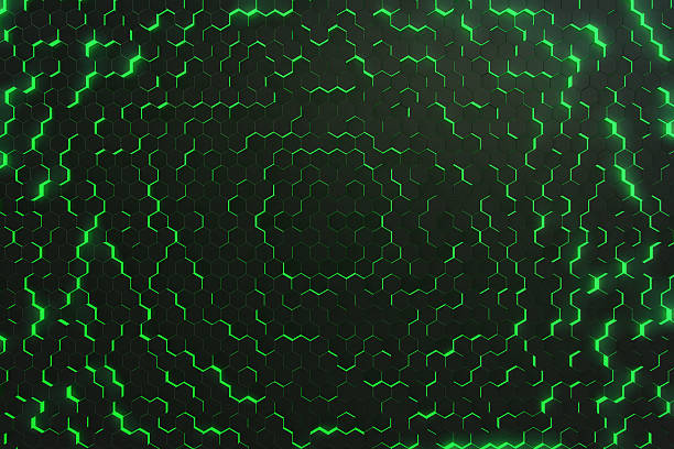 istock Abstract green glowing pattern, colorful background of futuristic surface with 626194174