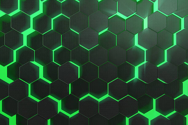 istock Abstract green glowing pattern, colorful background of futuristic surface with 626194492