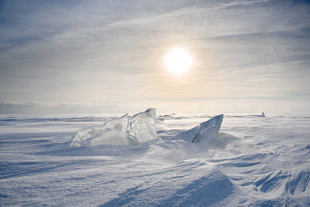 boundless icy landscape during - antarctica imagens e fotografias de stock