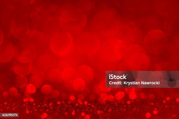 Defocused Red Lights And Glitter Stock Photo - Download Image Now - Christmas, Red Background, Red