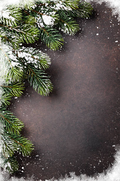 istock Christmas stone background with snow fir tree 626196792
