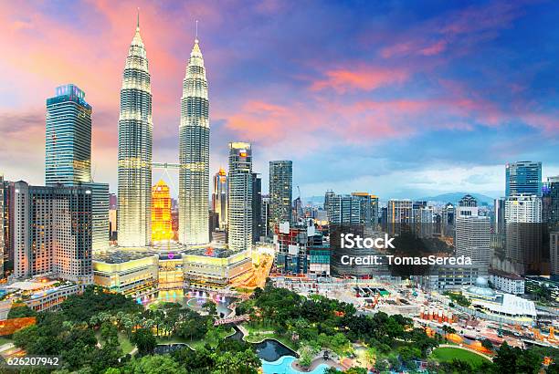 Top View Of Kuala Lumper Skyline At Twilight Stock Photo - Download Image Now - Kuala Lumpur, Urban Skyline, Architecture