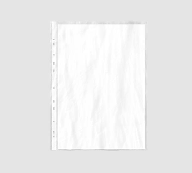 istock Blank white A4 paper sheet mockup in transparent plastic sleeve, 626214010
