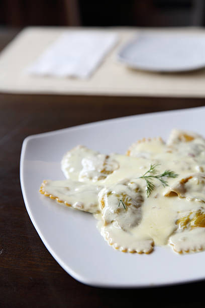 ravioli on wood background