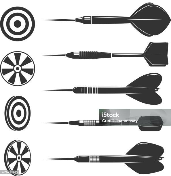 Set Of Darts For Darts Game Stock Illustration - Download Image Now - Dart, Vector, Throwing